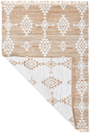 Quinton Bodhi Natural & White Jute Bohemian Tribal Pattern Rug
